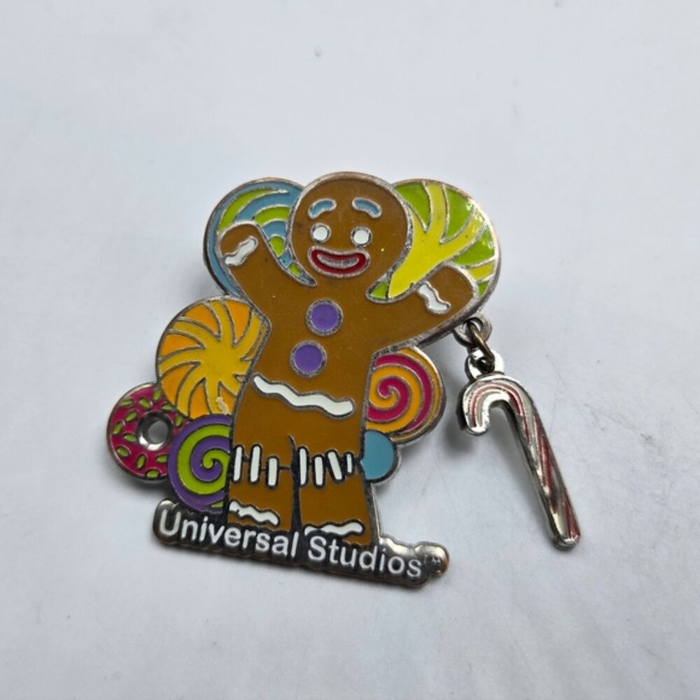 Gingerbread Man Shrek 4D Lapel Pin Universal Studios Gingy Souvenir Pinback Vtg